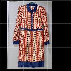 Long sleeve colorful but light dress.